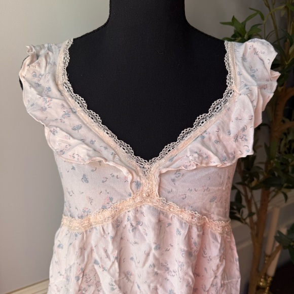 Urban Romantics Floral Ruffle Lace Trim Cottagecore Top Size S - Picture 2 of 9